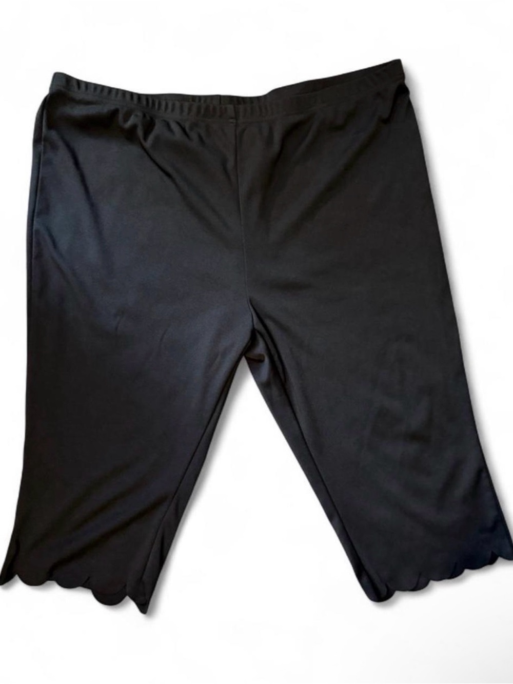 Black Scallop Hem Bermuda Shorts Size 5XL Plus Size